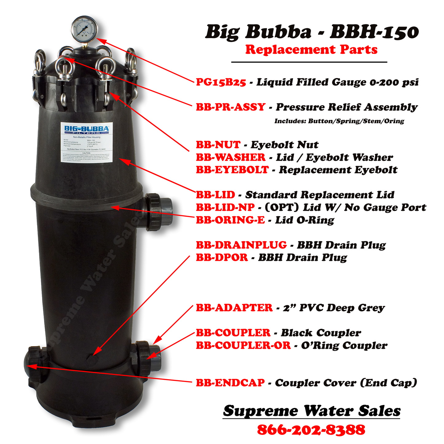 Big Bubba Replacement Lid w/out Pressure Gauge Port ( BB-LID-NP )