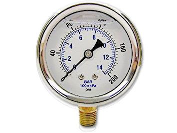Pressure Gauge - Liquid Filled 0-100 psi - 1/4 MNPT