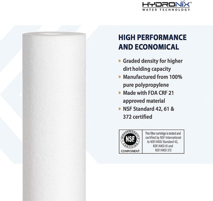 Hydronix SDC-25-10-0.5 - Melt Blown Filter Cartridges - 0.5 micron - 2-1/2 x 9-7/8 inch