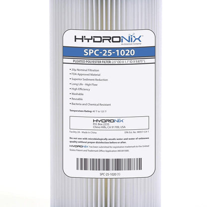 Hydronix Pleated Sediment Water Filter - 20 Micron - 2-1/2 x 9-7/8 inch - SPC-25-1020
