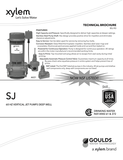Goulds SJ10 Vertical Deep Well Jet Pump - 1HP - Replacing the Goulds VJ10 pump