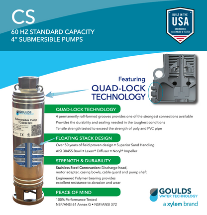 Goulds 18CS15412CL Submersible Pump 18GPM - 1.5HP - 230V - 3W