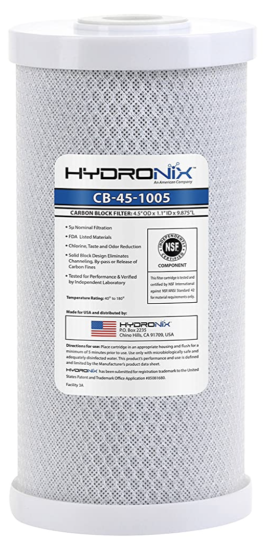 Hydronix Carbon Block Filter - 5 micron -  4-1/2 x 9-7/8 - CB-45-1005