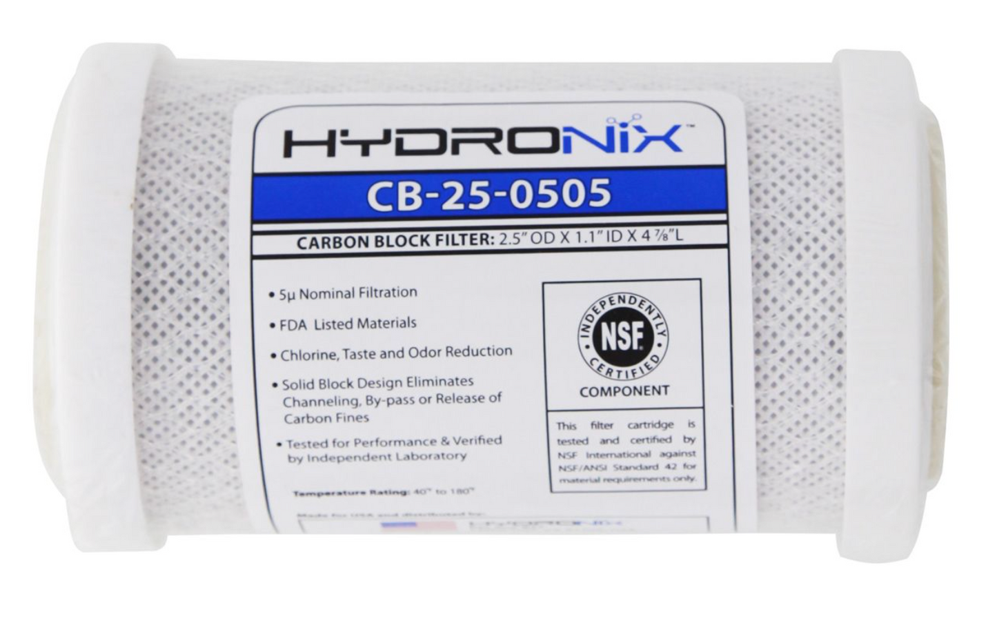 Hydronix Carbon Block Filter - 5 micron - 2-1/2 x 4-7/8 - CB-25-0505