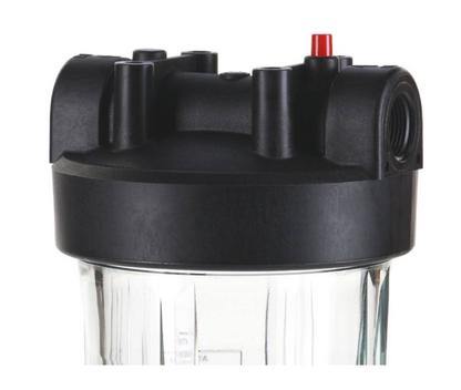 Hydronix Water - HF45 Series - Clear Filter Housing W/Pressure Relief -  4.5 x 20 inch - 1 inch Ports