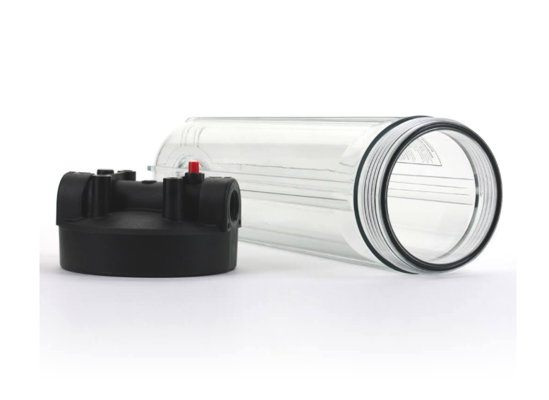 Hydronix Water - HF45 Series - Clear Filter Housing W/Pressure Relief -  4.5 x 20 inch - 1 inch Ports